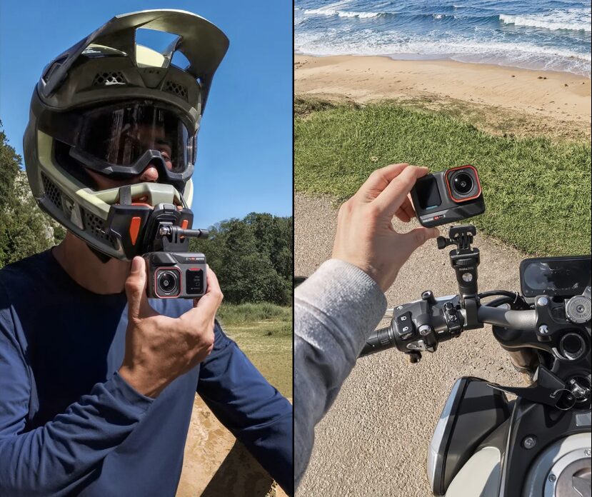 insta360 AcePro アクセサリー切り替え、顎マウントとヘビーデューティークランプ