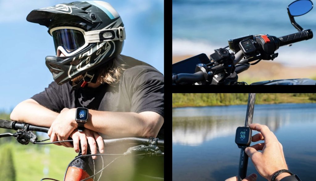 マイク内蔵 GPS プレビューリモコンをいろいろな場所につけている画像