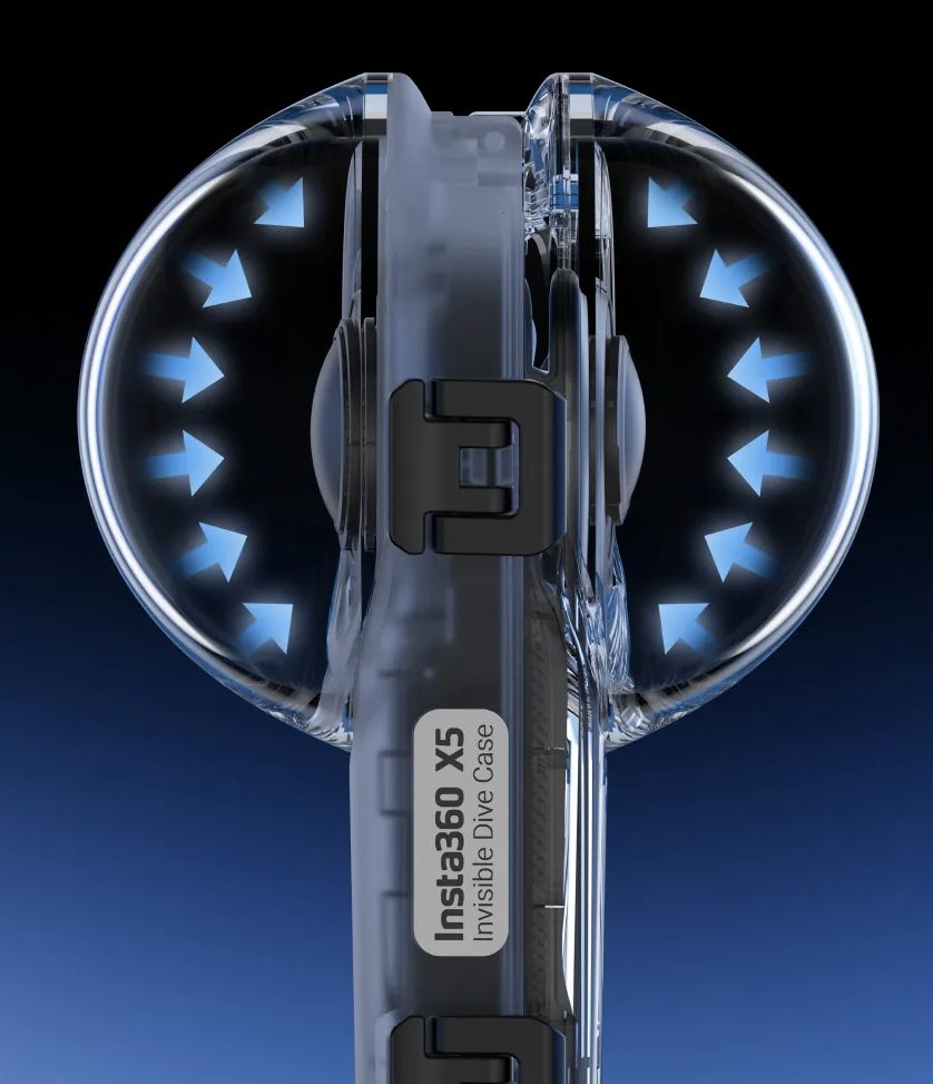 Insta350 X5見えない潜水ケースのレンズ　歪みを防止する特別なケース画像