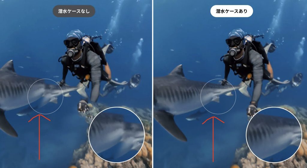 水中撮影、360度カメラで撮ったときの映像影響