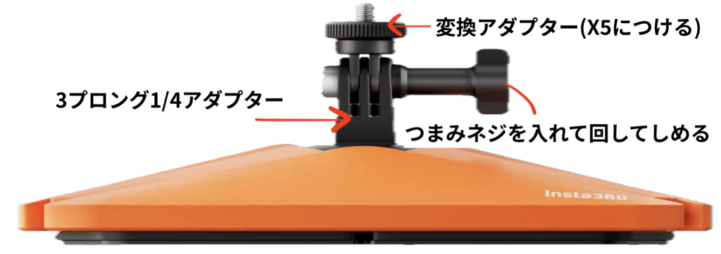 フローティングサーフボードマウントにX5を取り付けるためのパーツの確認画像