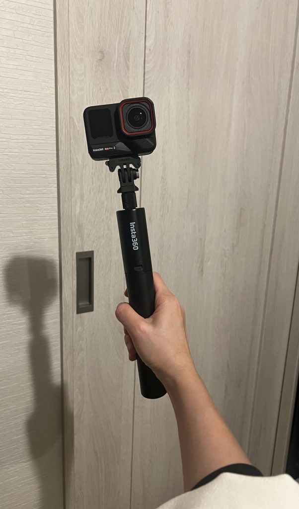 見えない自撮り棒+三脚 棒を伸ばした状態